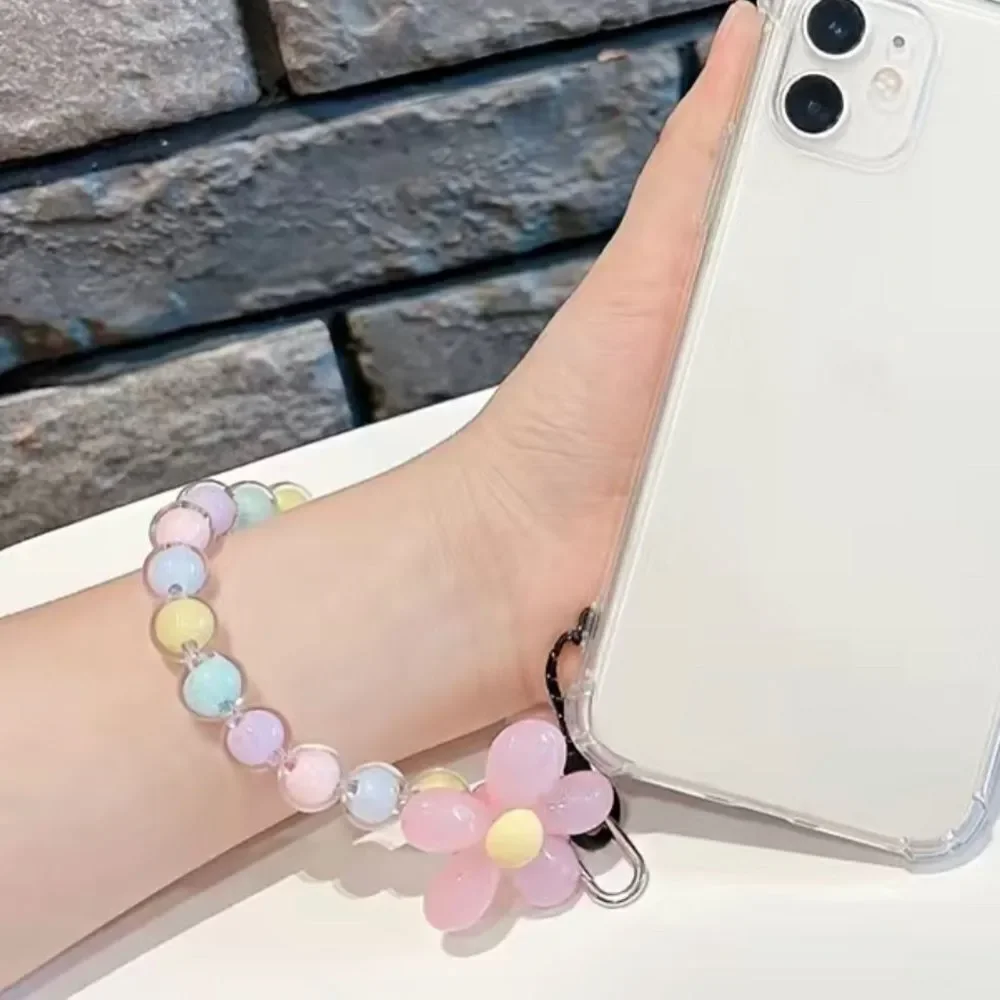 New Colorful Beaded Flower Wrist Phone Lanyard - Multiple Available